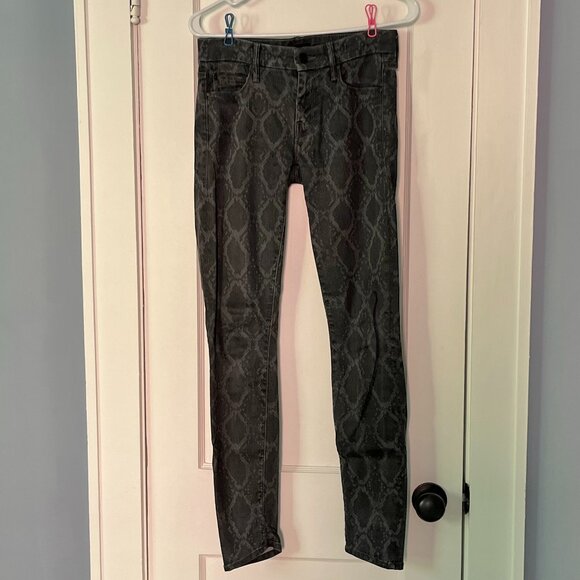 Mother the Looker jeans size 26 low rise skinny black grey snake print punk rock - Picture 1 of 9